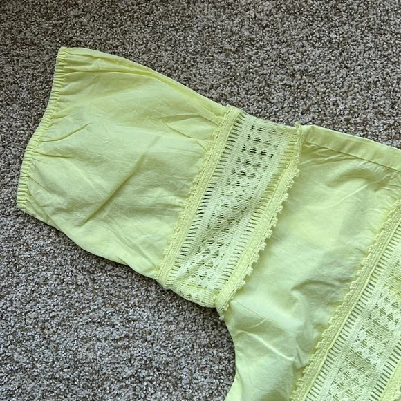 Anthropologie Acid Yellow Puff Sleeve Blouse - Picture 5 of 6